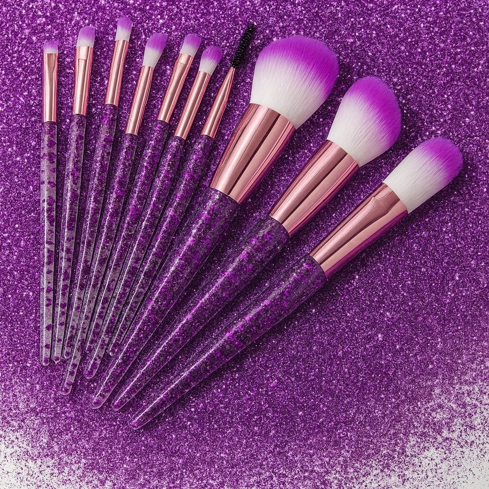Glitter Purple Makeup Brush Set